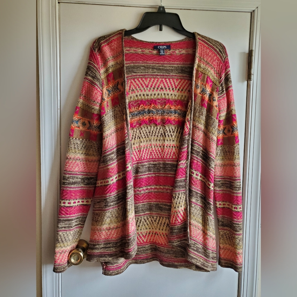 Chaps Cardigan Multi Stitch Small - image 1
